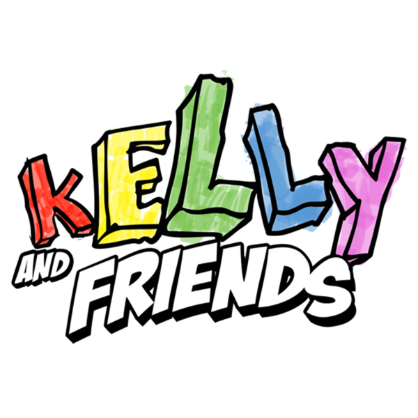 Kelly and Friends logo. "KELLY" is spelled in rainbow colors