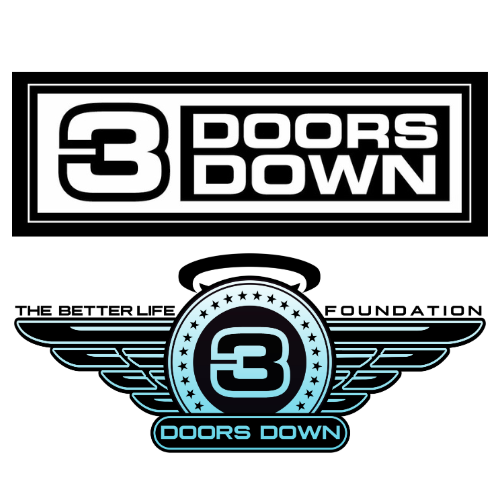 3 Doors Down logo. The Better Life Foundation logo - 3 Doors Down with a halo and angel wings